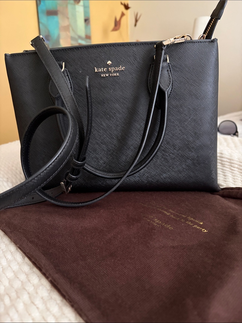 kate spade Black Saffiano Crossbody Tote